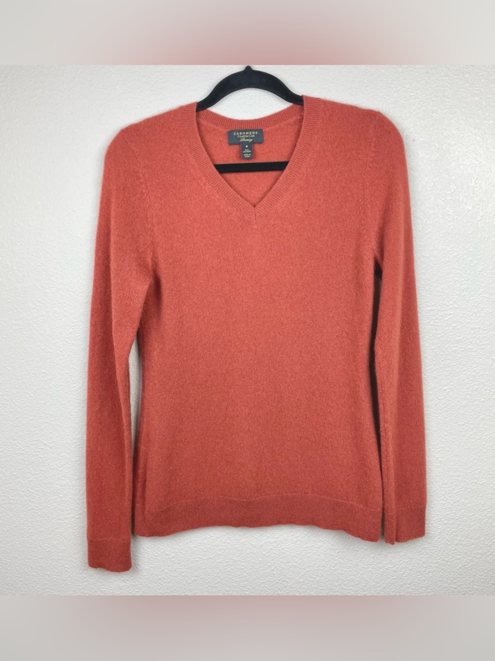 Charter Club Luxury 100% Cashmere V-Neck Long Sleeve Sweater Women's Medium Knit